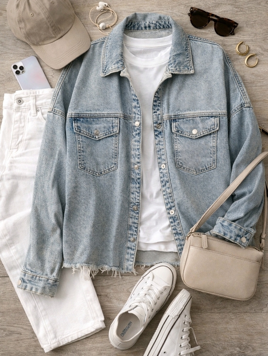 Mavi Jackets & Blazers - Mavi Oversized Denim Jacket Raw Hem Light Wash Cotton Women’s S M L Casual
